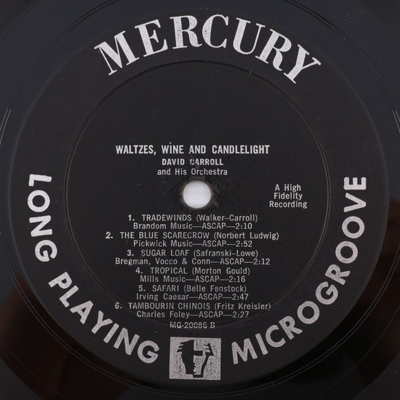 David Carroll Orchestra Waltzes, Wine & Candlelight 1955 Jazz LP Record MG 20086 - Picture 10 of 16